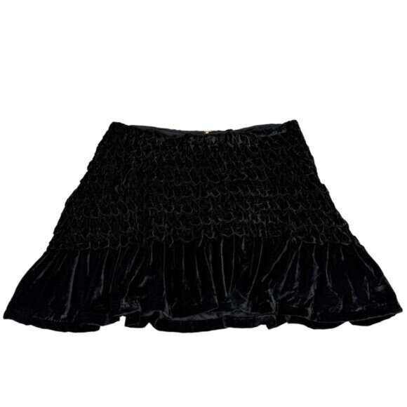 NWT FREE PEOPLE Two Piece Velvet Smocked Skirt And Ruffle Puff Sleeve Top SMALL - Picture 7 of 10